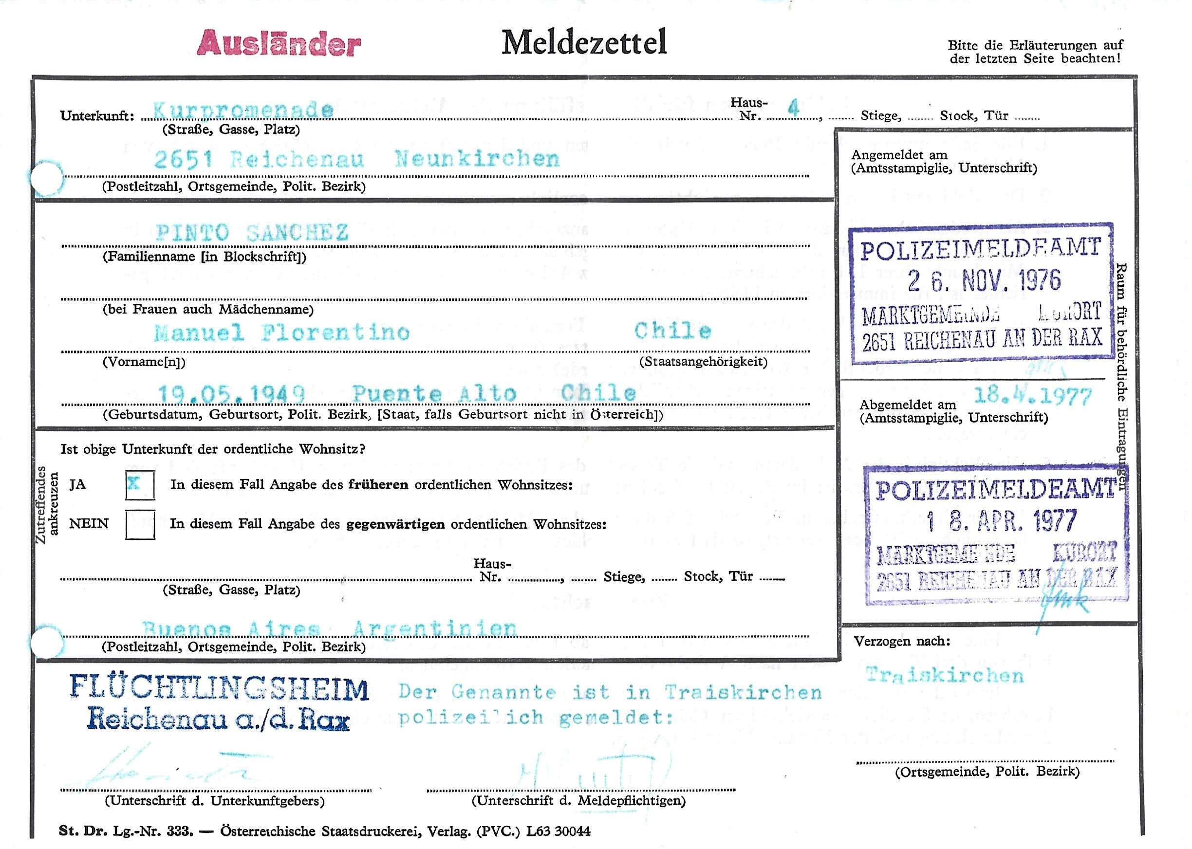 Certificado de registro   ||   Meldezettel